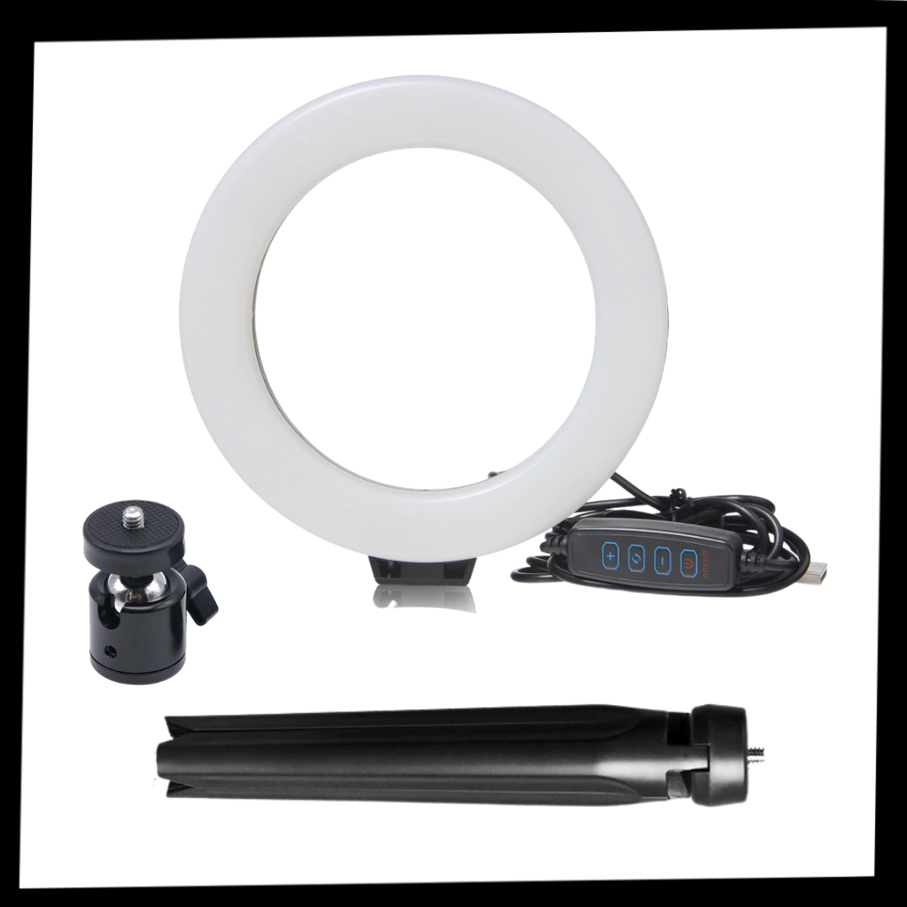 Lampe circulaire à LED de 16 cm avec trépied