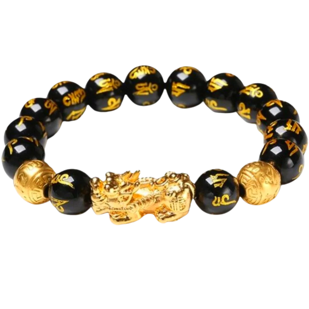 Bracelet en obsidienne noir et doré