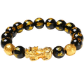 Bracelet en obsidienne noir et doré