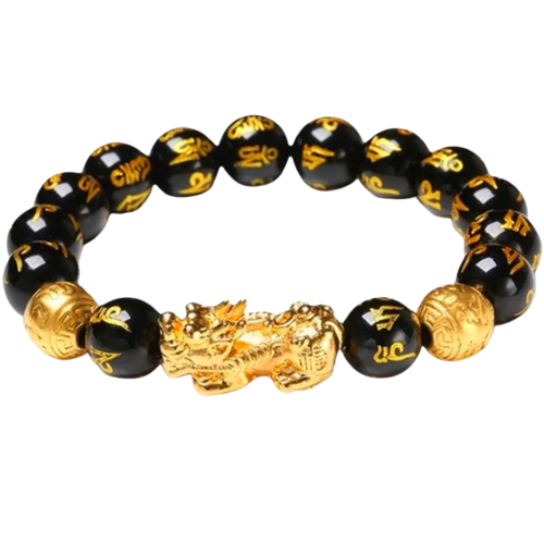 Bracelet en obsidienne noir et doré