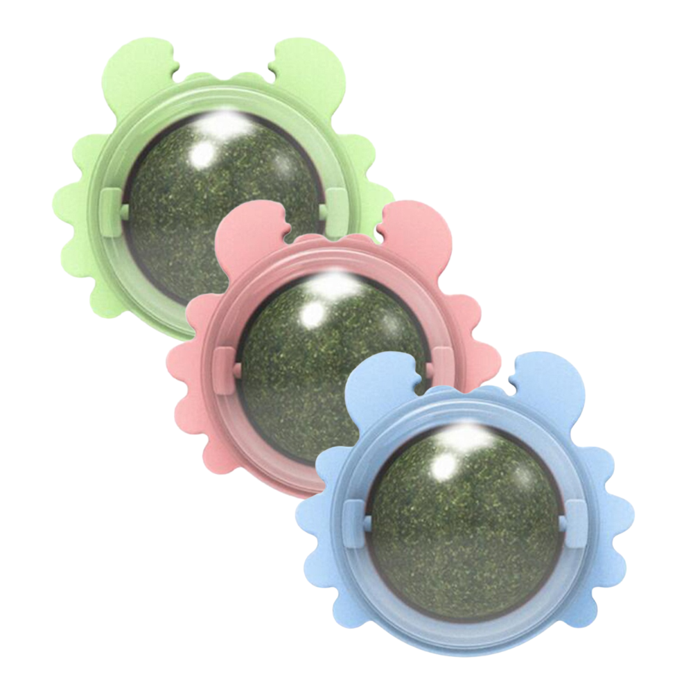 Jouet boule de menthe rotative pour chat