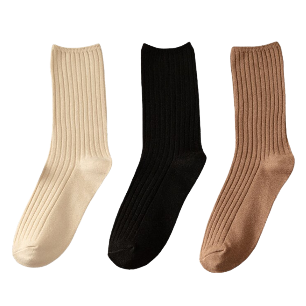 3 Paires de chaussettes côtelées en coton pour femmes