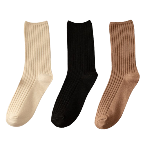 3 Paires de chaussettes côtelées en coton pour femmes