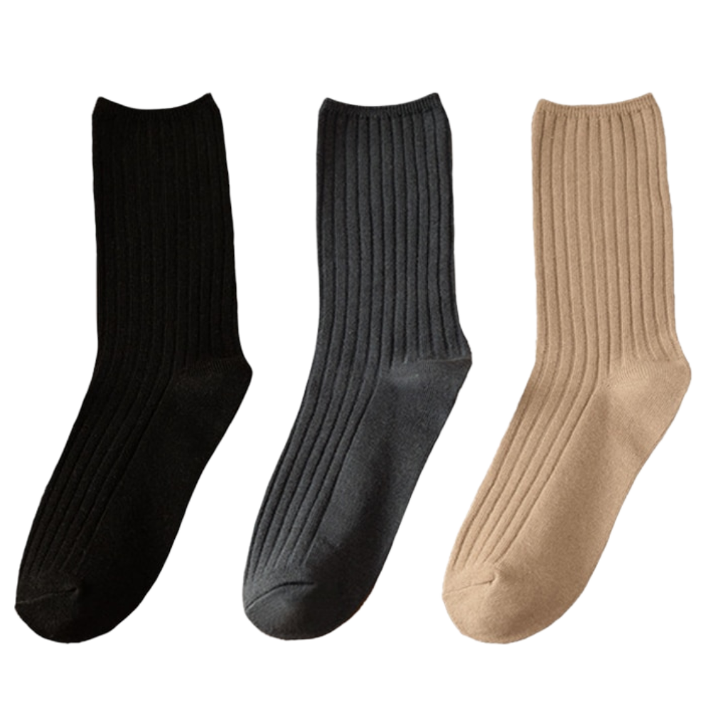 3 Paires de chaussettes côtelées en coton pour femmes