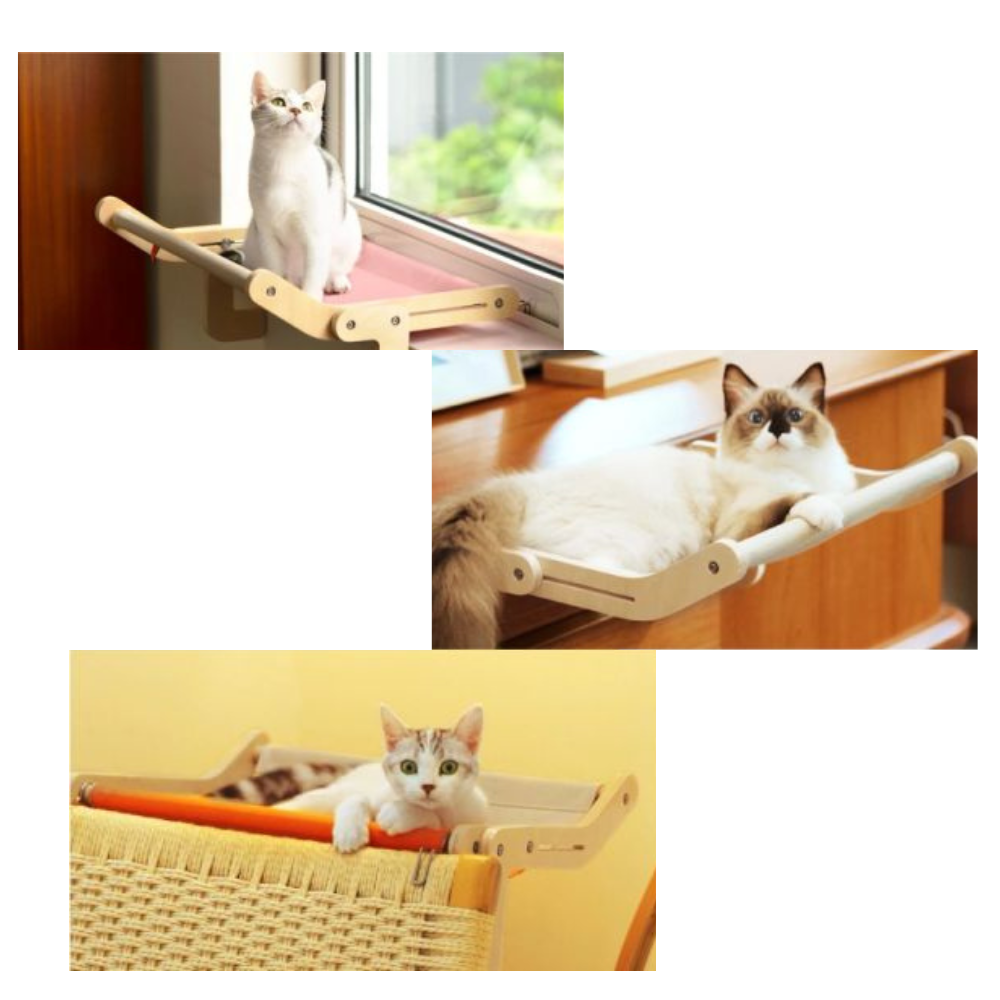 Perchoir de fenêtre en bois pour chat