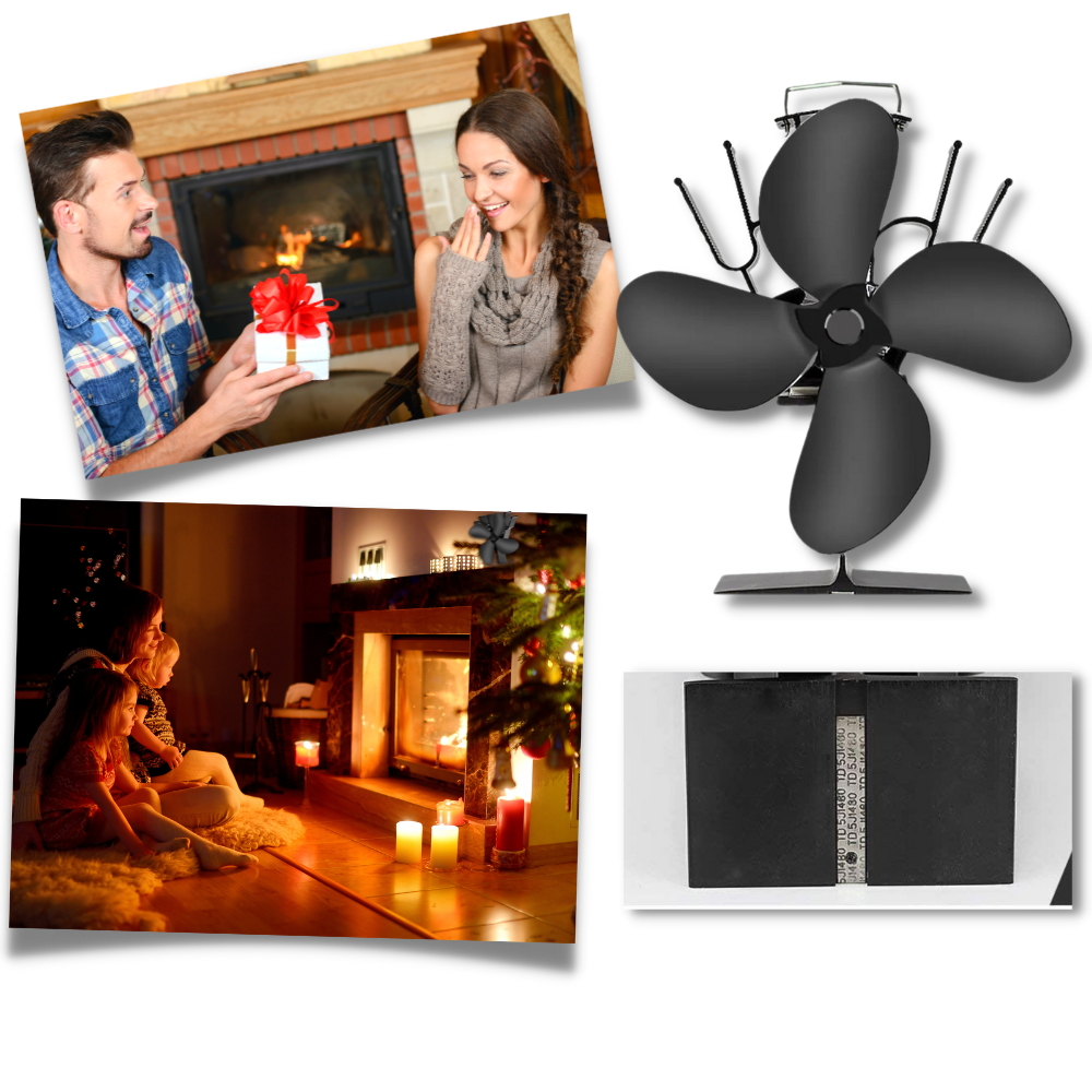 Ventilateur de poêle à 4 pales alimenté par la chaleur pour cheminées