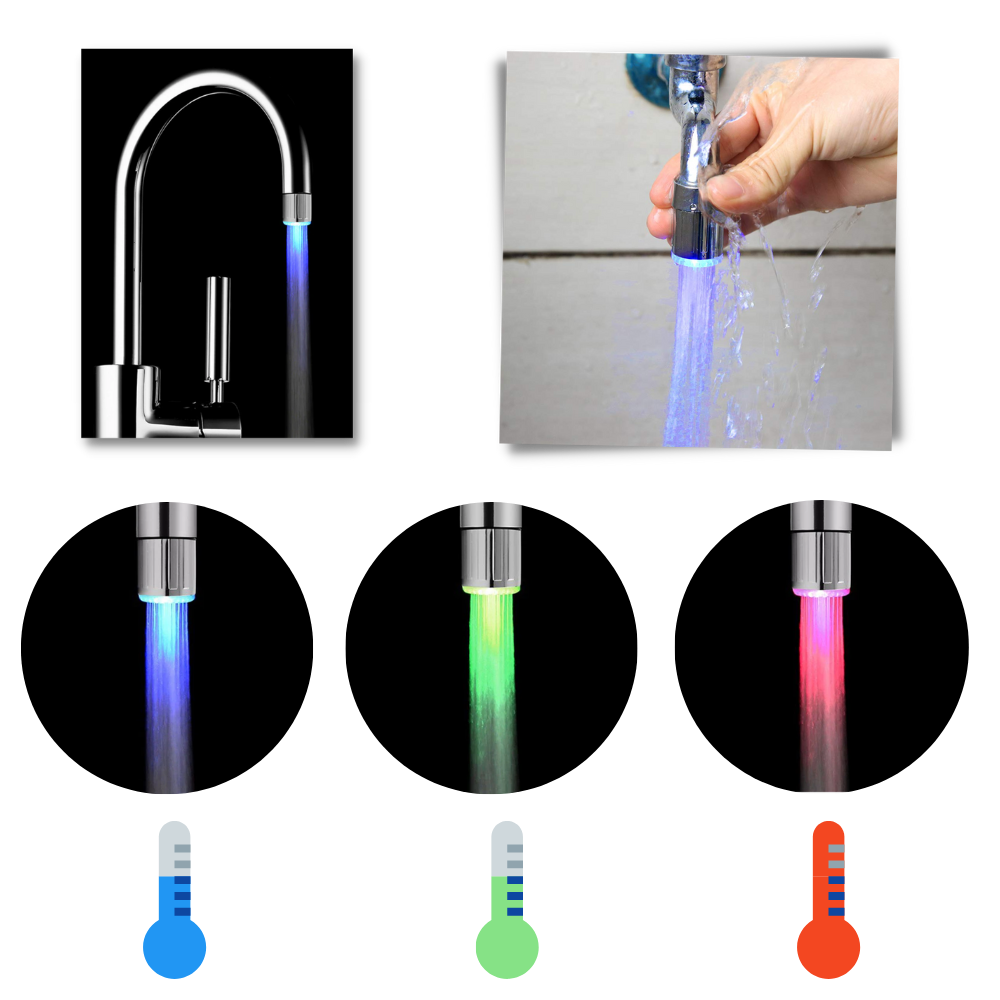 Buse de robinet avec capteur de température à couleur changeante