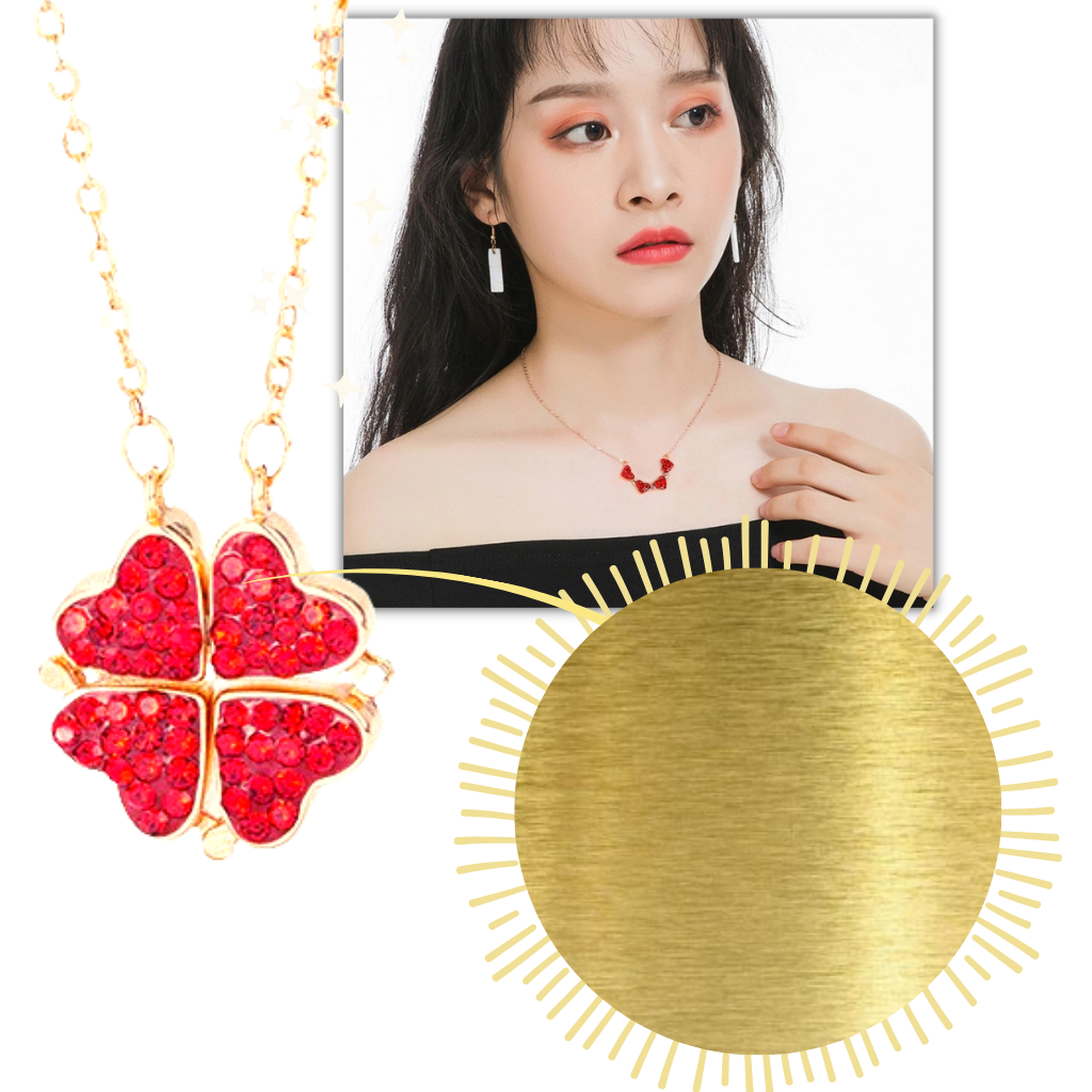 Collier trèfle à 4 feuilles en forme de cœur