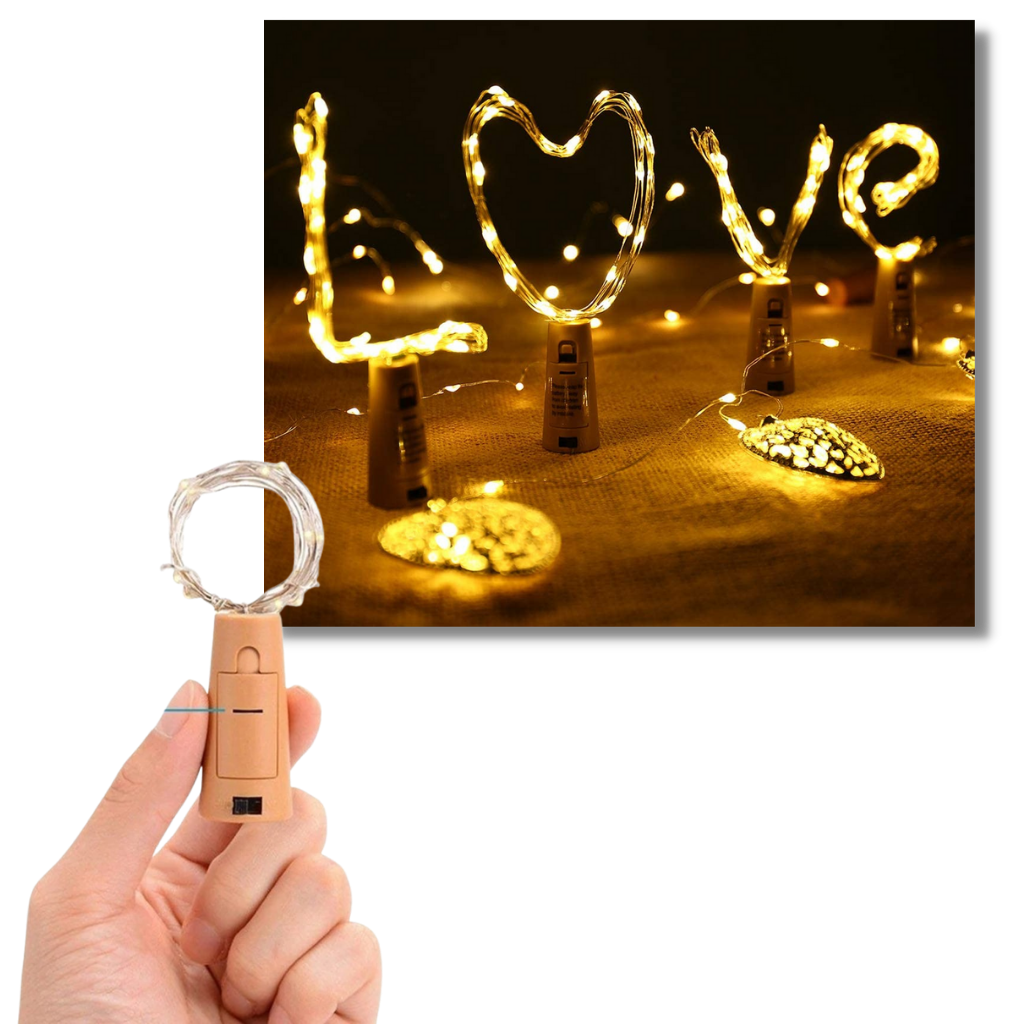 Guirlande lumineuse LED pour bouteille avec bouchon (lot de 3)