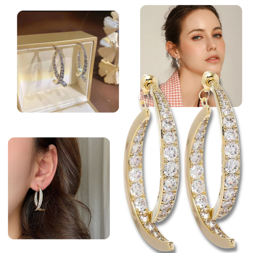 Boucles d'oreilles doré/ argenté en courbe croisée