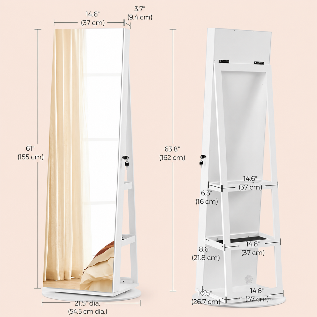🔥 Miroir 3-en-1 avec Étagère & Organisateur de Bijoux – Style, Rangement & Éclairage Parfait