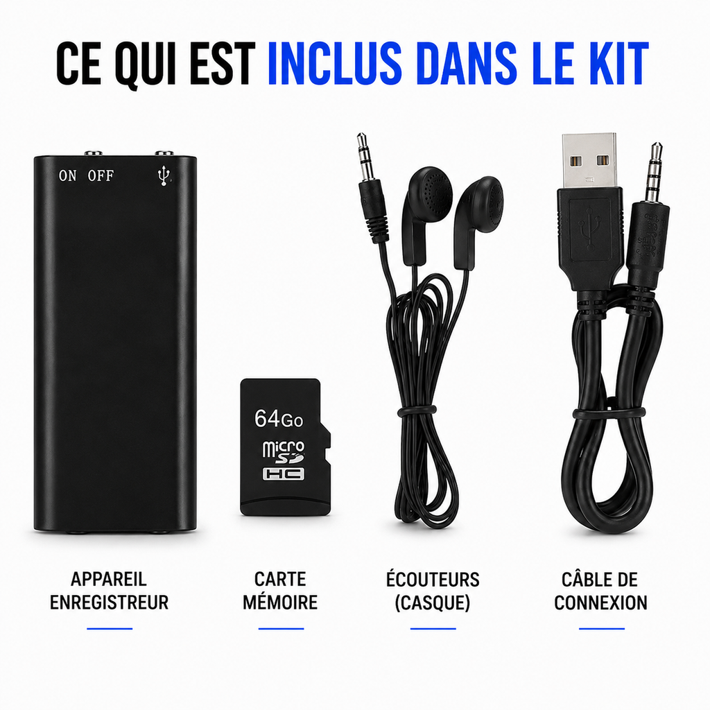 Micro-Enregistreur Espion à Activation Vocale