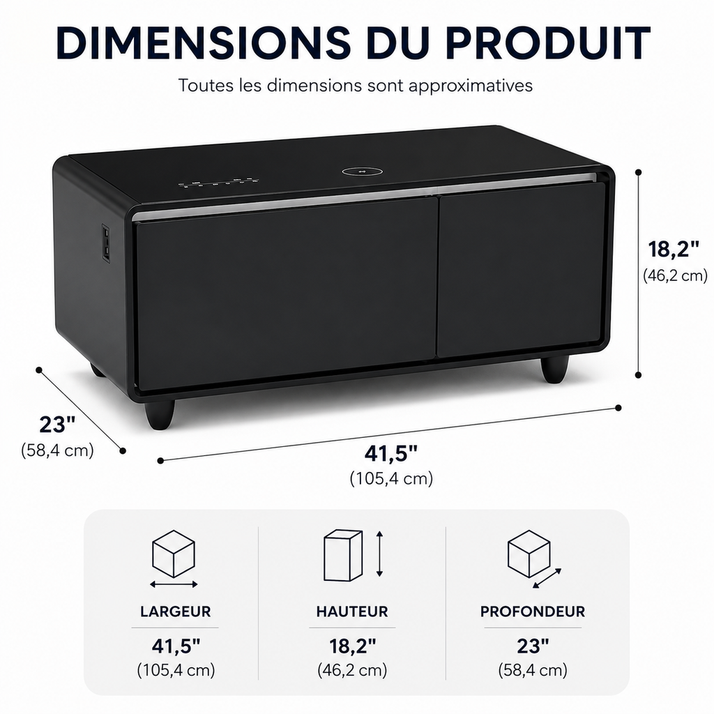 ÉLAN™ Smart Table | Table Basse Réfrigérée Intelligente 5-en-1
