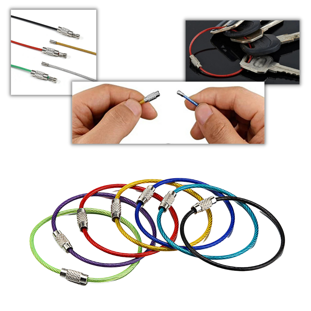 Lot de porte-clés en fil métallique flexible