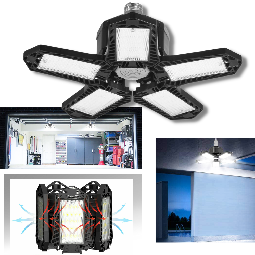 Lumière de garage avec 5 panneaux pliables