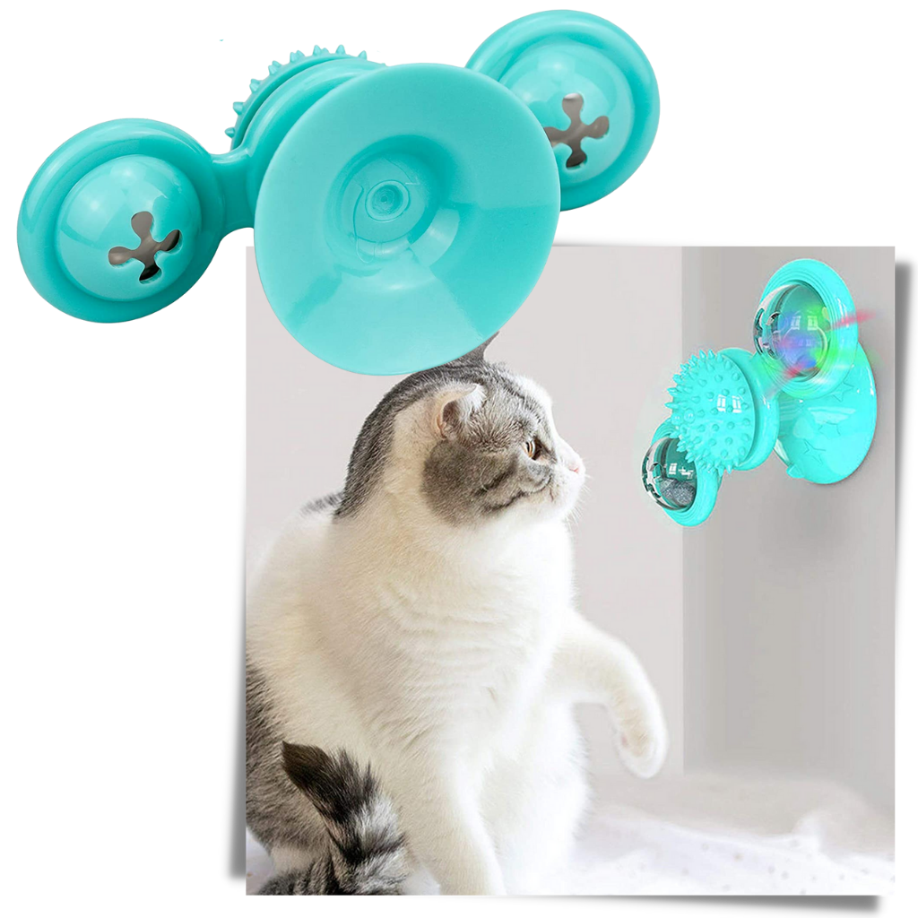 Jouet pour chat "moulin à vent rotatif" avec brosse