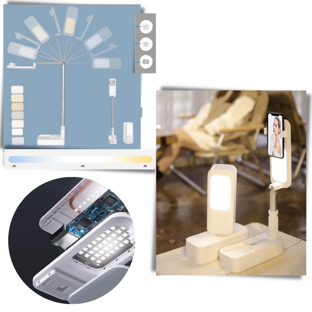 Support pour smartphone avec kit d'éclairage bluetooth intégré