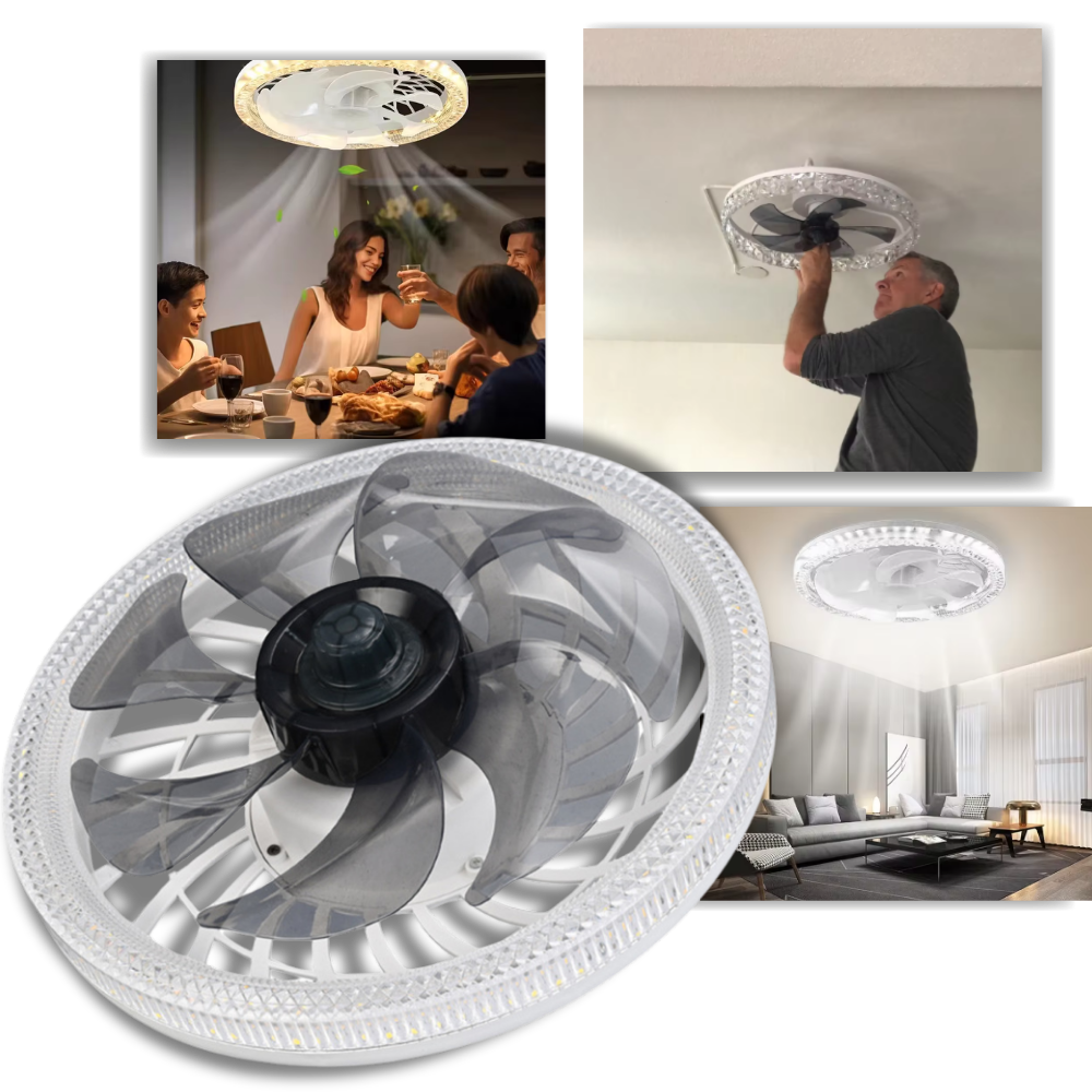 Ventilateur de plafond avec lampe intégrée et télécommande