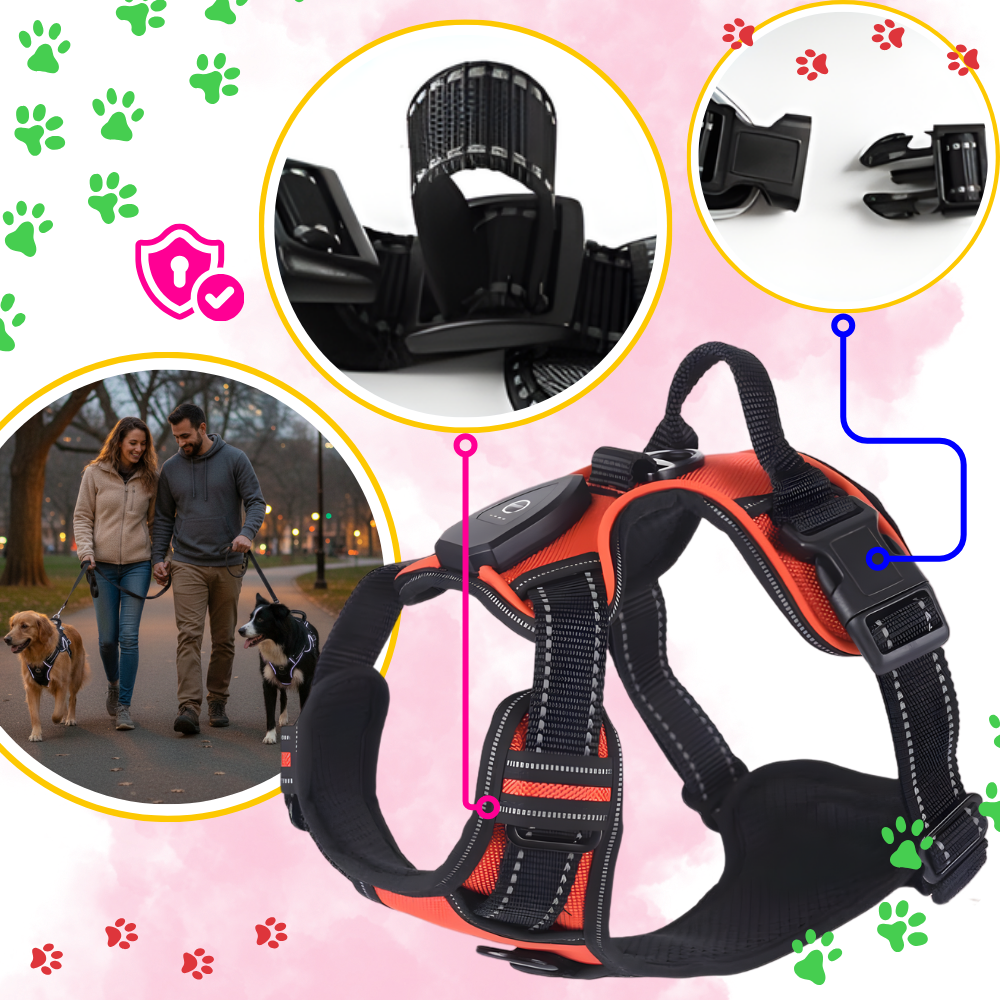Harnais pour chien avec lumière LED clignotante