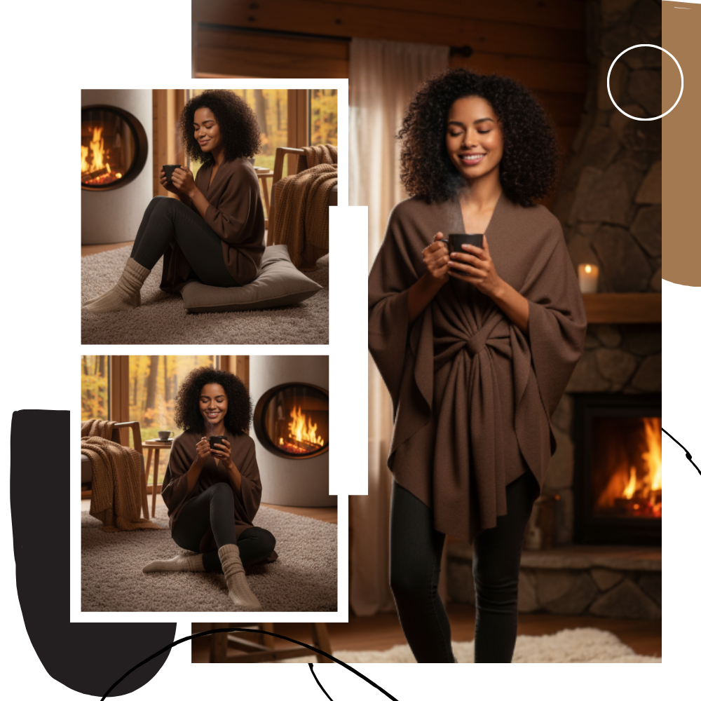Veste poncho tricoté chic pour femme