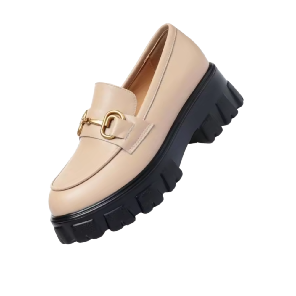 Mocassins en cuir élégants à semelles épaisses