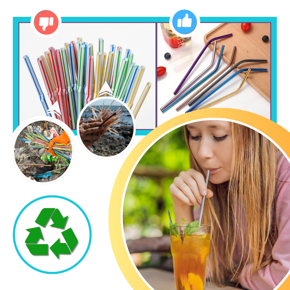 Paille réutilisable en acier inoxydable