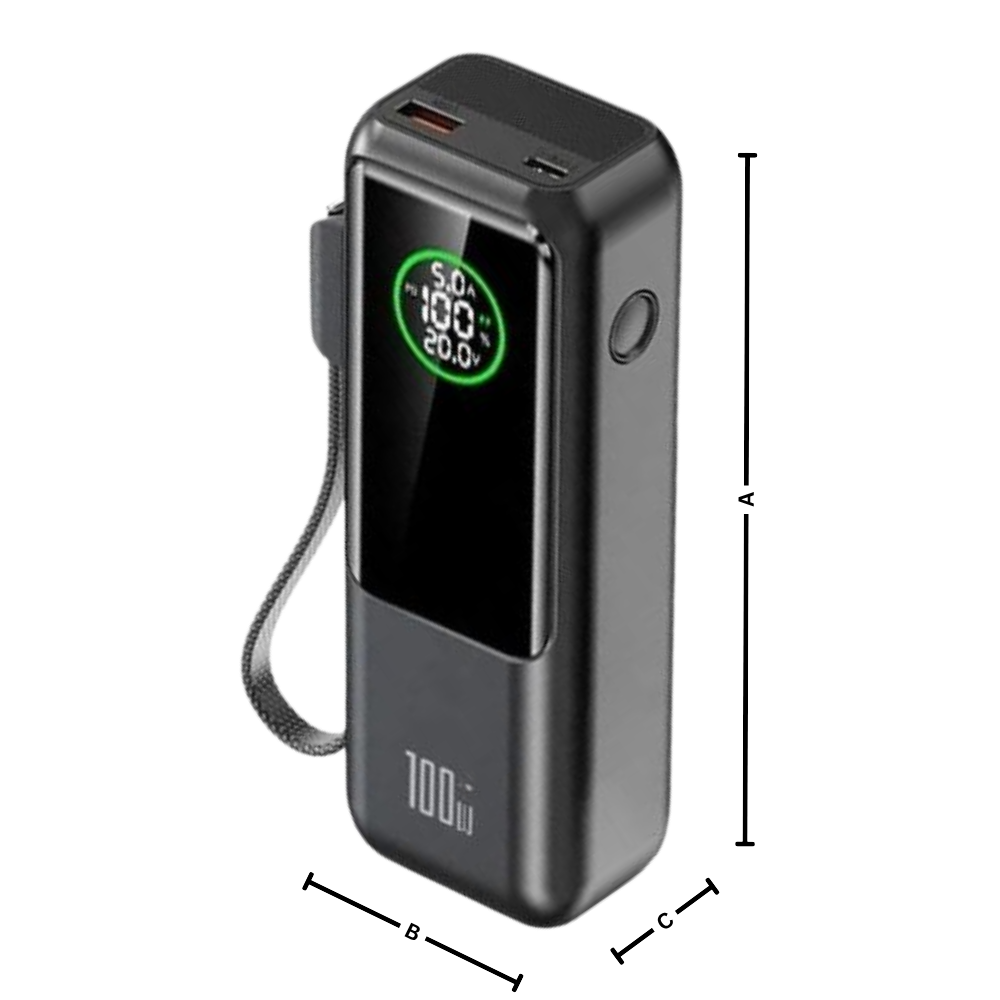 Batterie externe à recharge rapide avec câble intégré