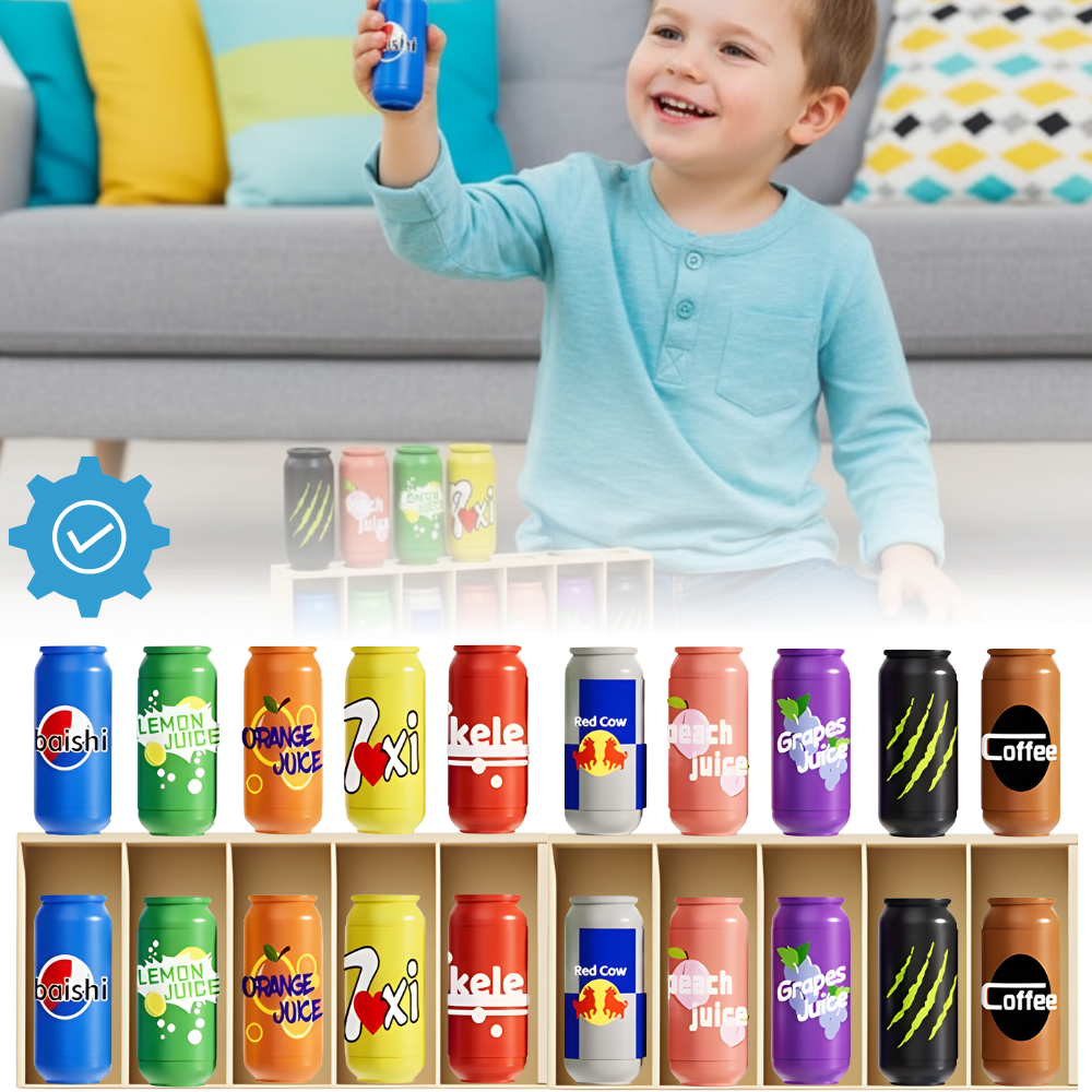 Jeu de mémoire amusant avec des canettes de soda