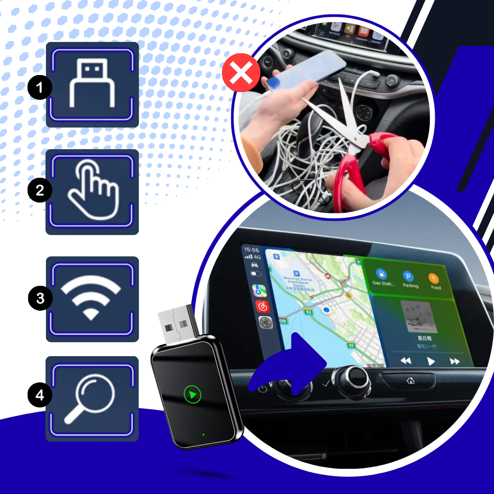 Adaptateur Carplay sans fil fonctionnel et pratique