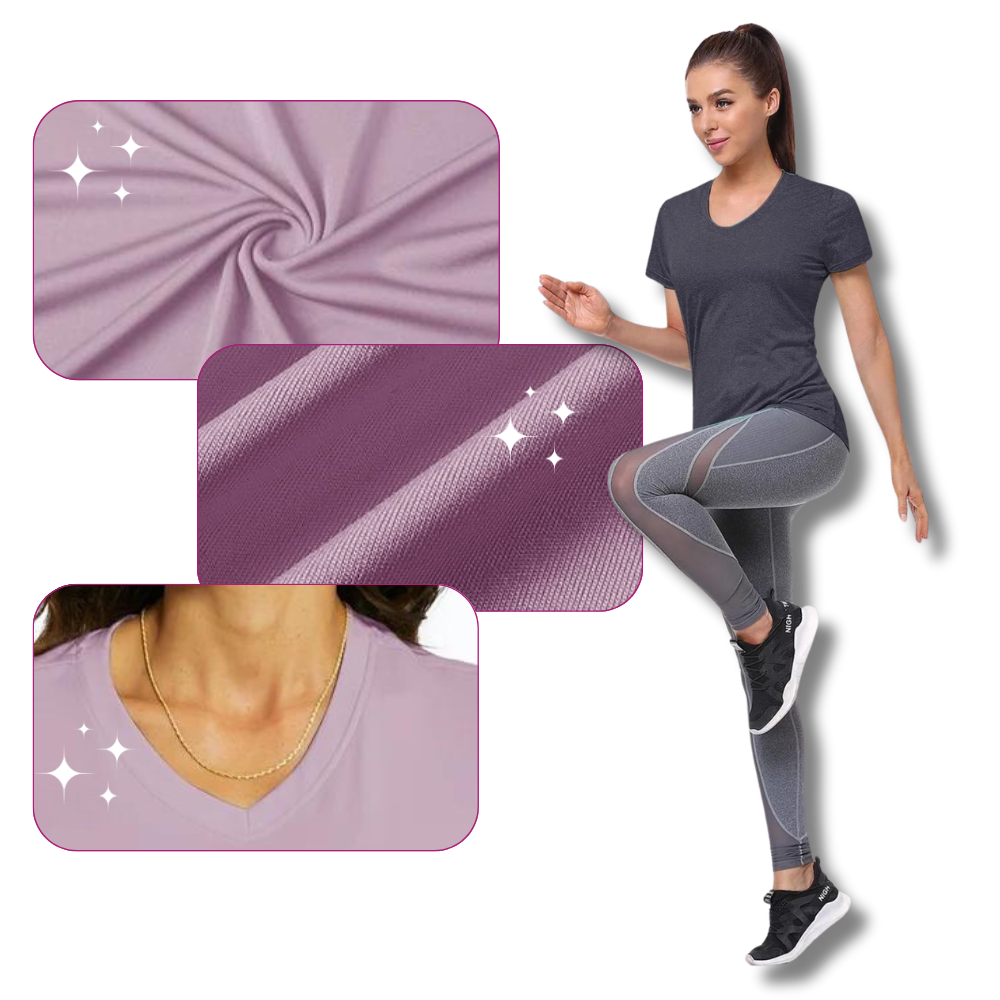 T-shirt rafraîchissant col en V pour femme