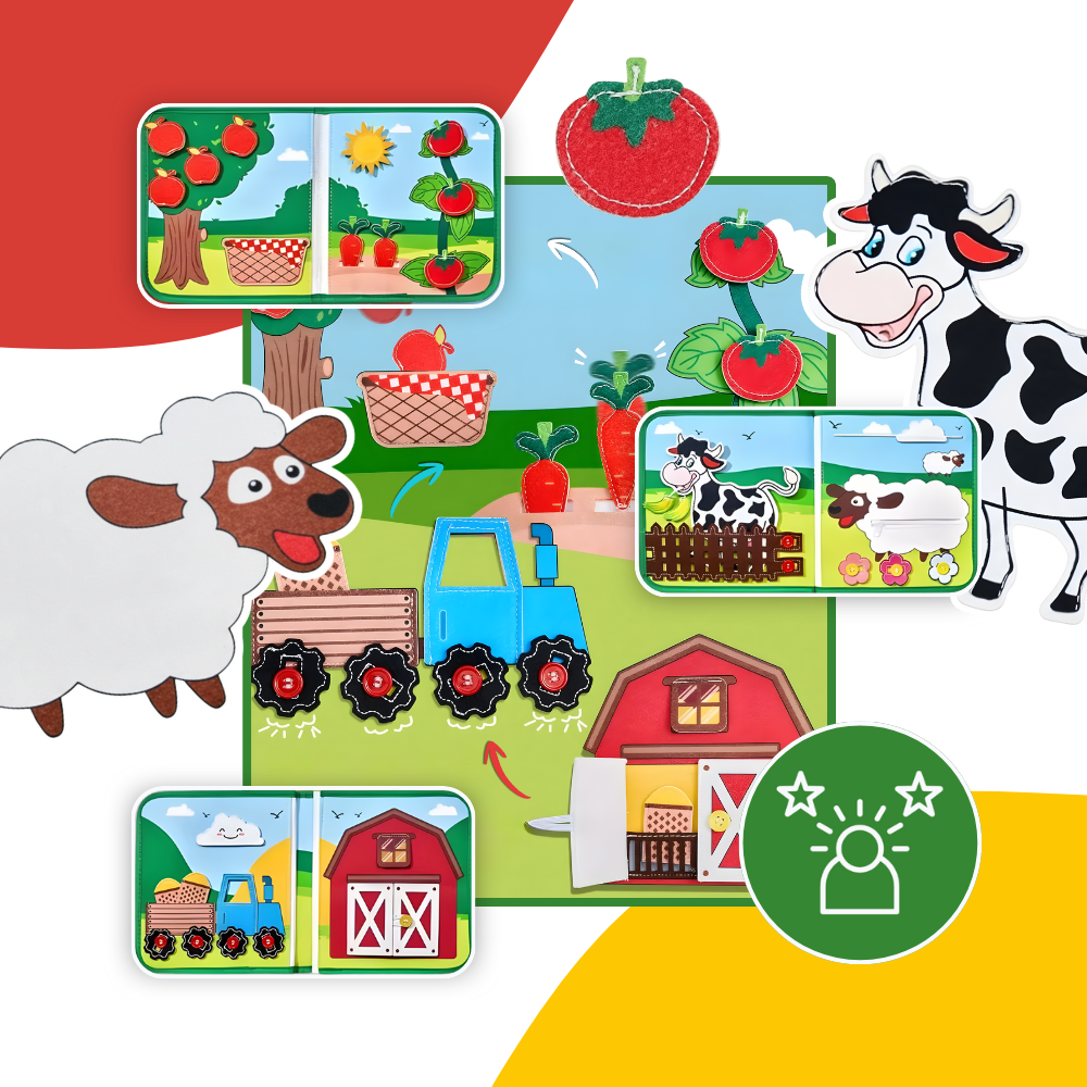 Livre interactif à velcro pour enfants sur le thème de la ferme