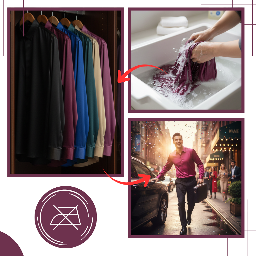 Chemise pour homme en soie mélangée infroissable