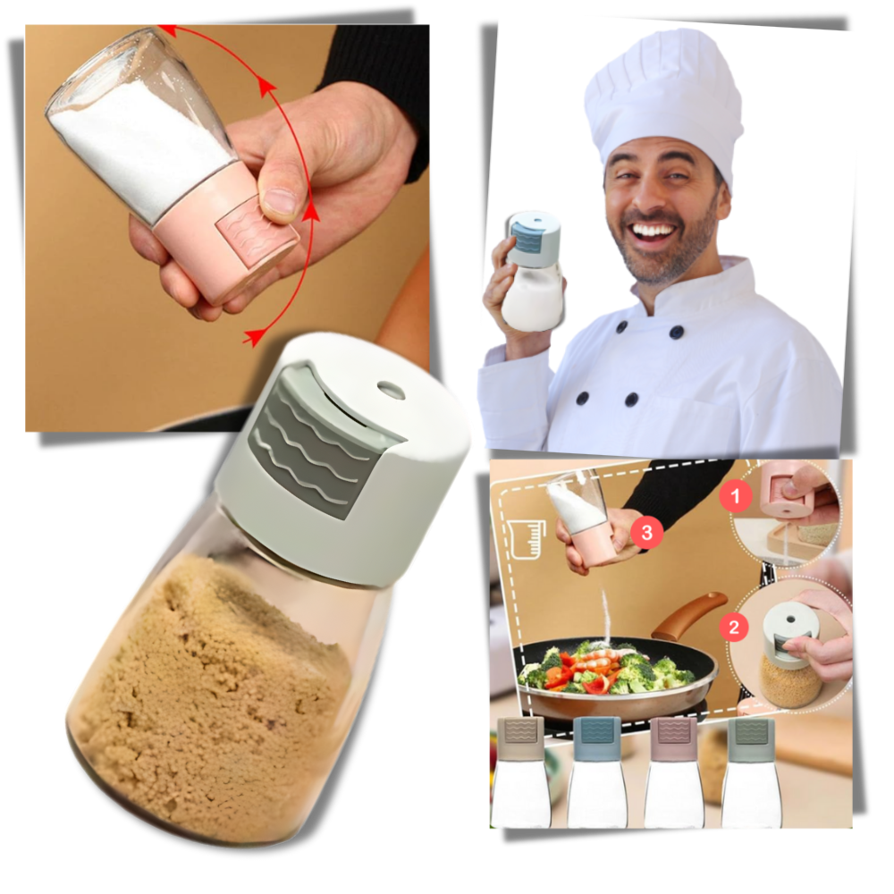 Salière et poivrière à poussoir précis