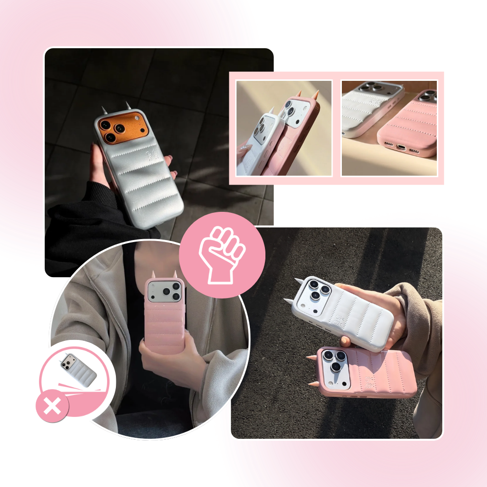 Coque téléphone matelassée à cornes Puffer Horn