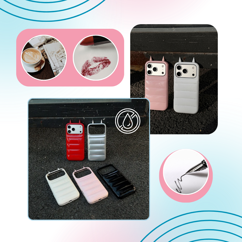Coque téléphone matelassée à cornes Puffer Horn