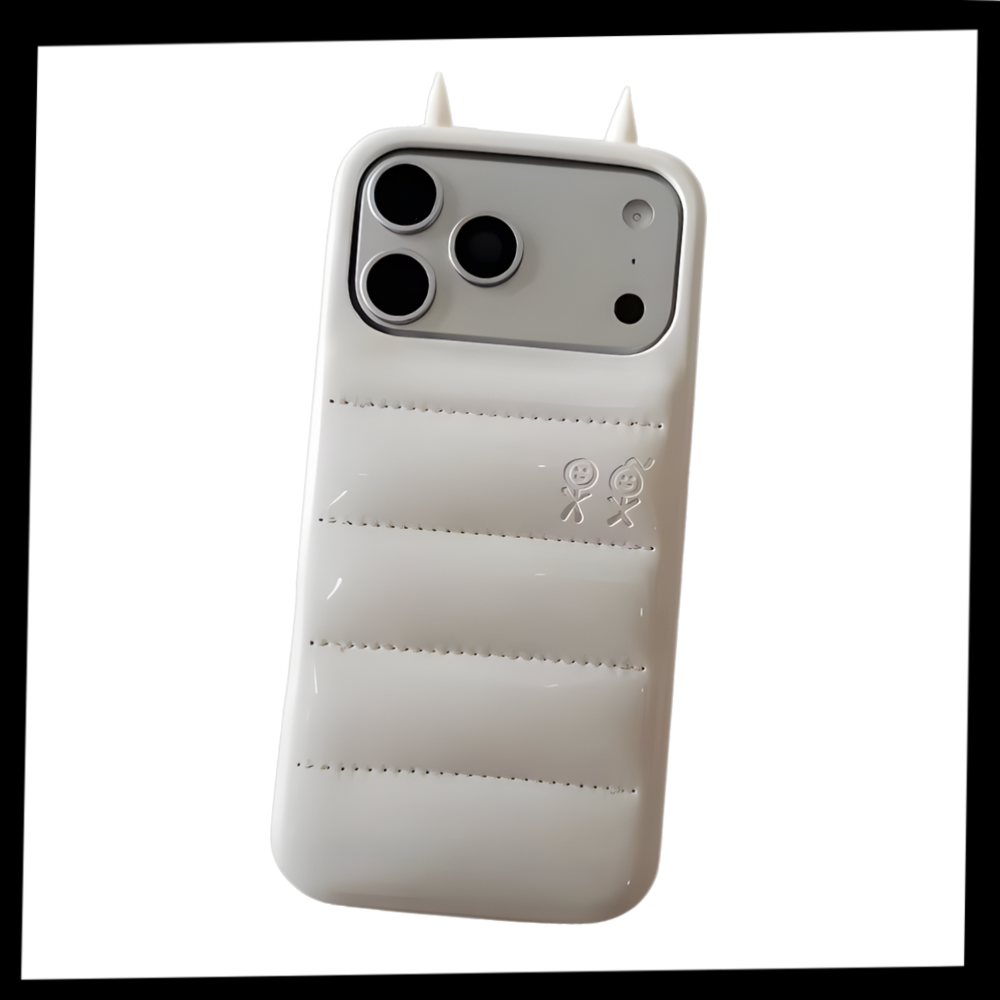 Coque téléphone matelassée à cornes Puffer Horn