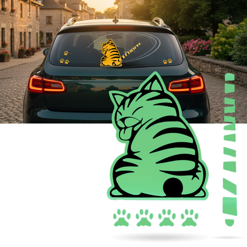 Autocollant pour essuie-glace chat espiègle