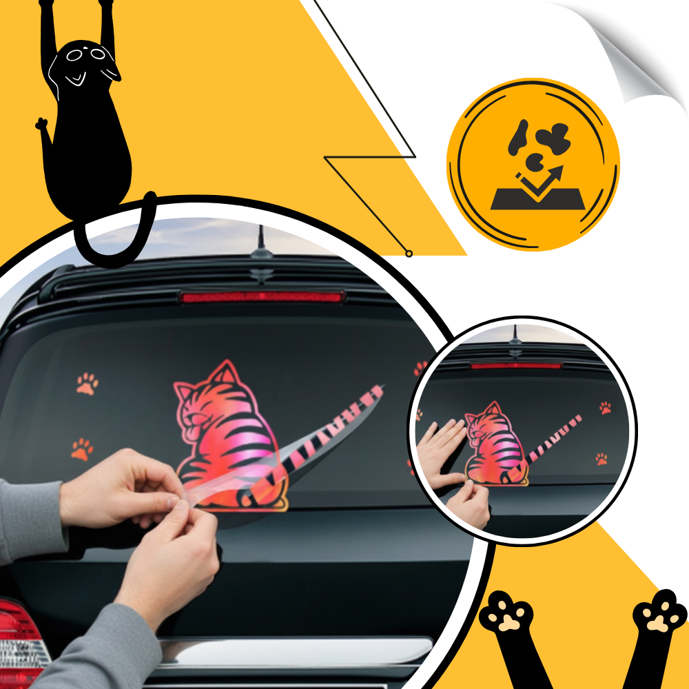 Autocollant pour essuie-glace chat espiègle