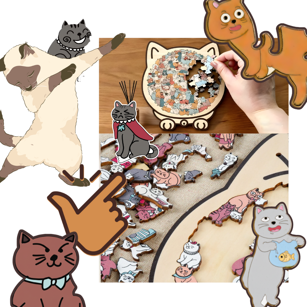 Puzzle en bois relaxant chat