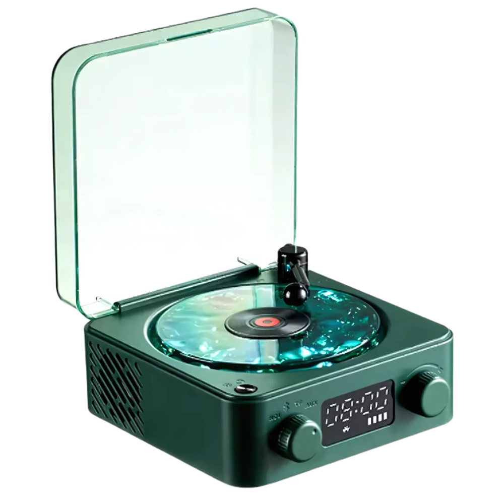 Lecteur vinyle avec effets visuels rétro