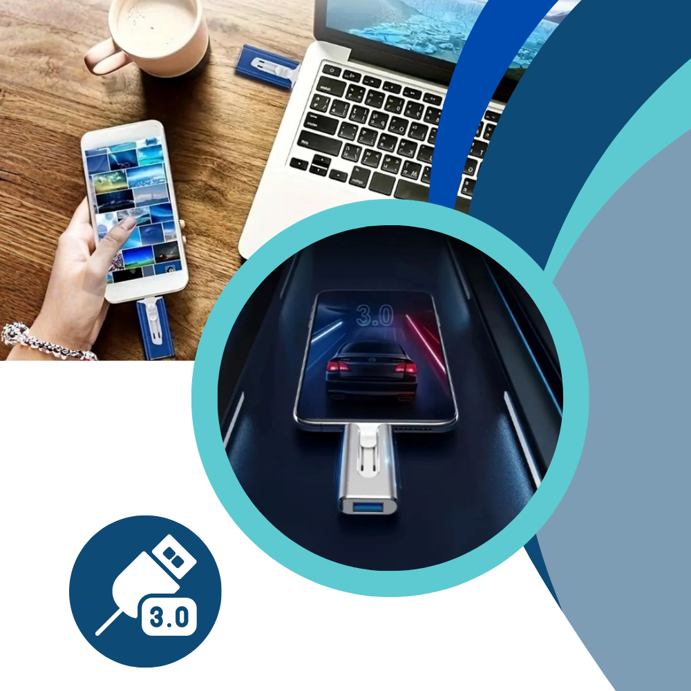 Clé USB 3 en 1 avec transfert rapide de données