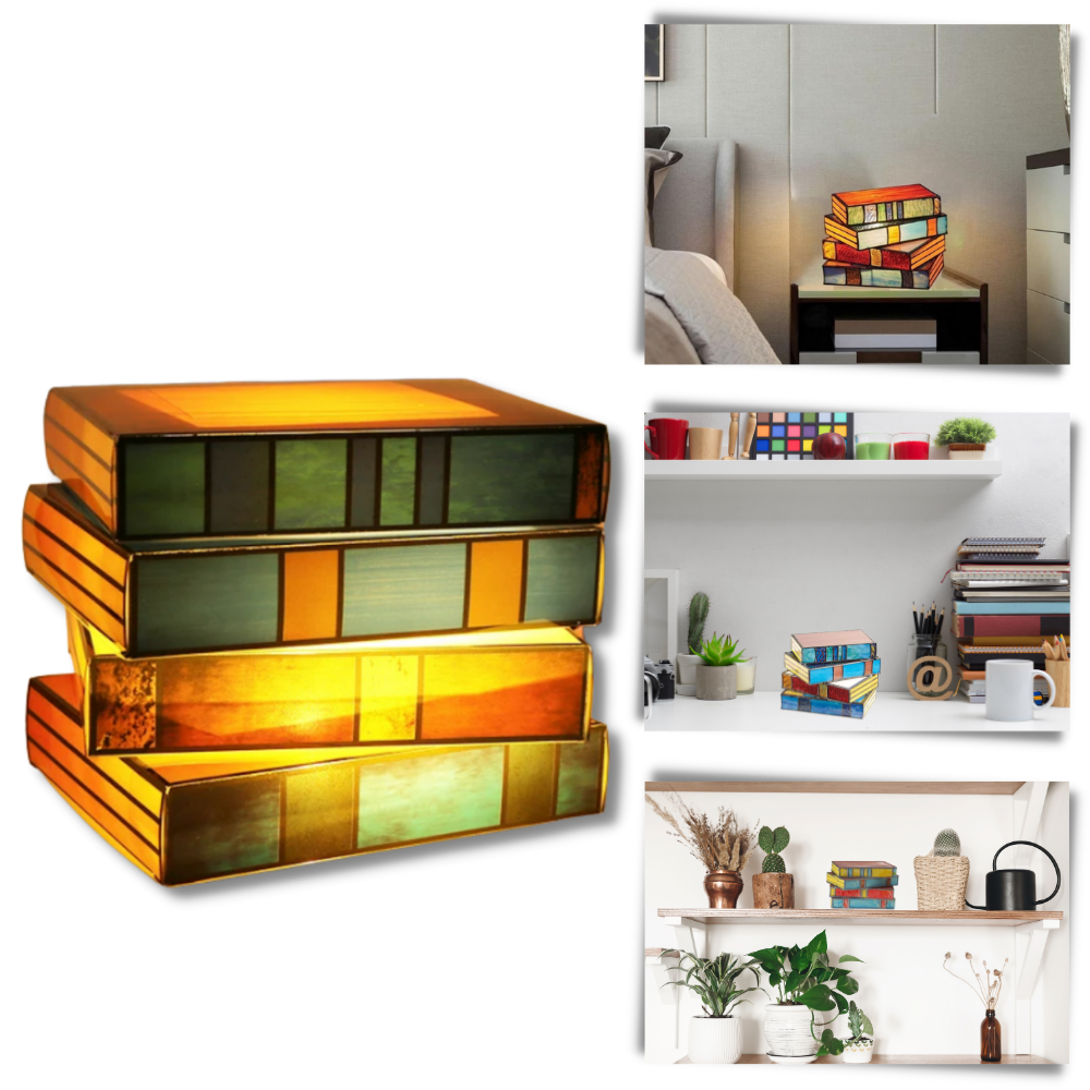 Lampe intemporelle livres empilés