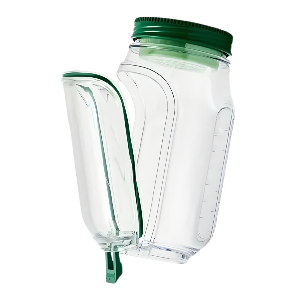 Bocal transparent à salade avec ouverture latérale