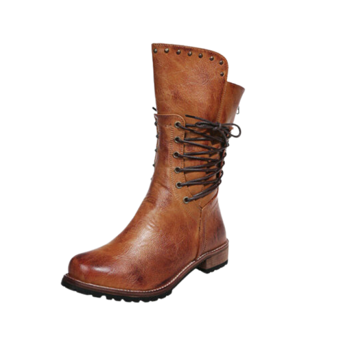 Bottines vintage en cuir PU