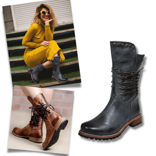 Bottines vintage en cuir PU