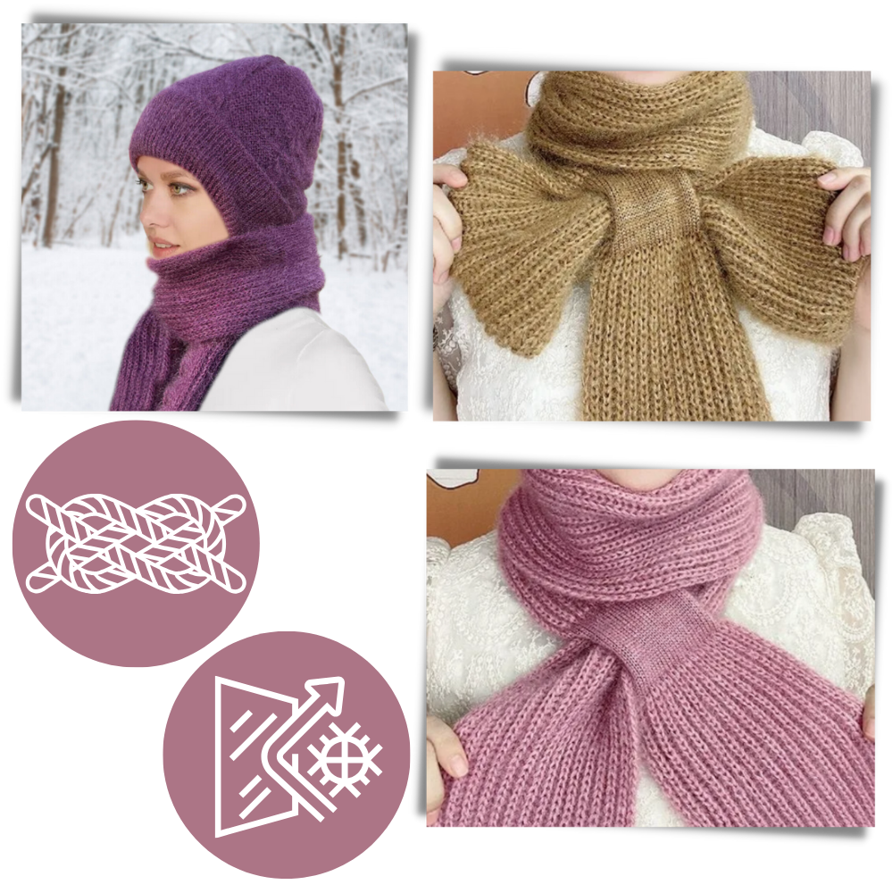 Bonnet à capuche en tricot coupe-vent avec écharpe et protège-oreilles