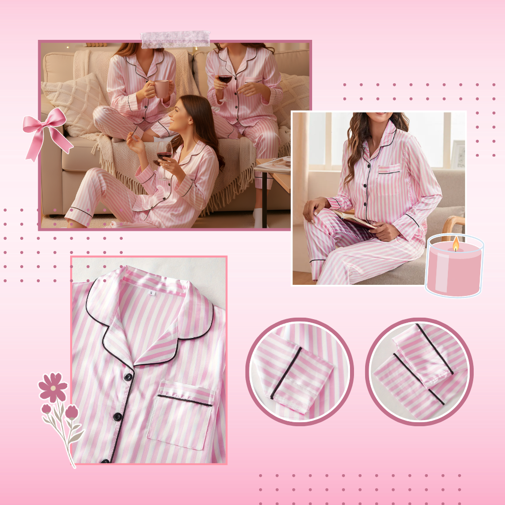 Pyjama satiné rose pour femme