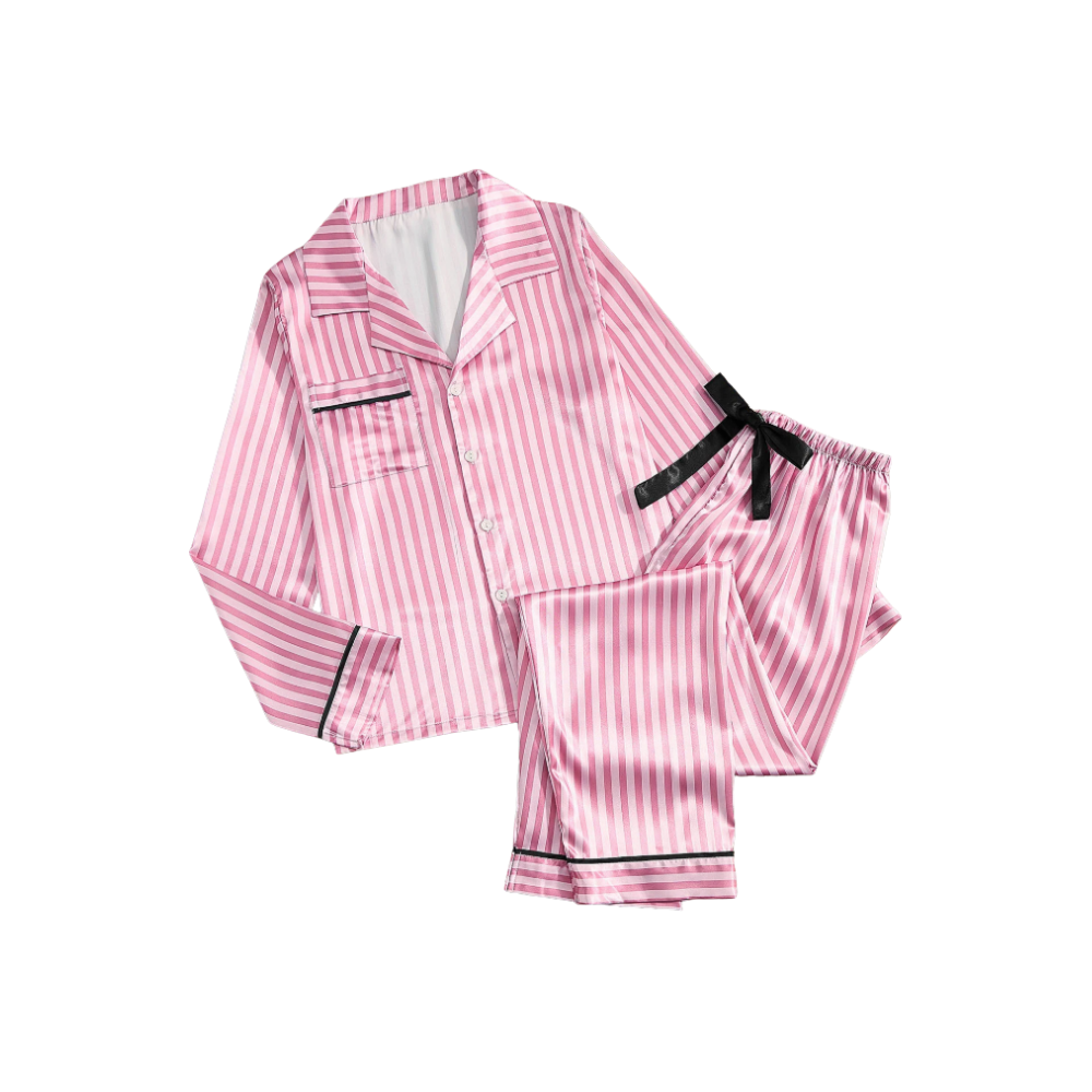 Pyjama satiné rose pour femme