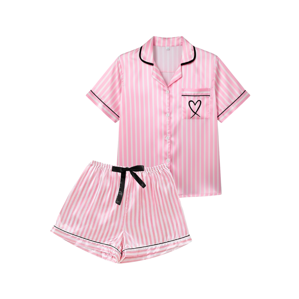 Pyjama satiné rose pour femme