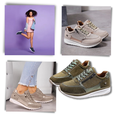 Baskets à semelles compensées avec strass